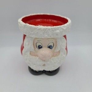 Ceramic Santa Pillar Candle Holder Christmas Figurine